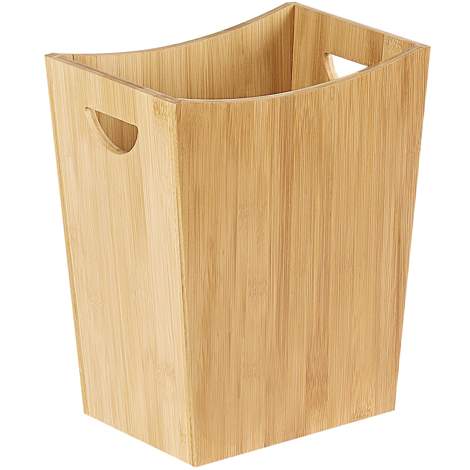 Minimalist Farmhouse Waste Basket, 2 Gallon Rectangle Wooden Trash Container, Decorative Open-Top Garbage Can with Side Cutout Handles for Bathroom Vanity, Bedroom Nightstand, Kitchen Countertop