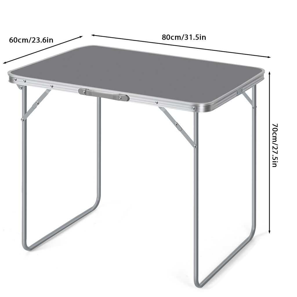 31.5 Inch Folding Camping Table - Portable Heavy-Duty Aluminum Table with Handle, Foldable Utility Table for Indoor & Outdoor, Picnic, Party & Dining
