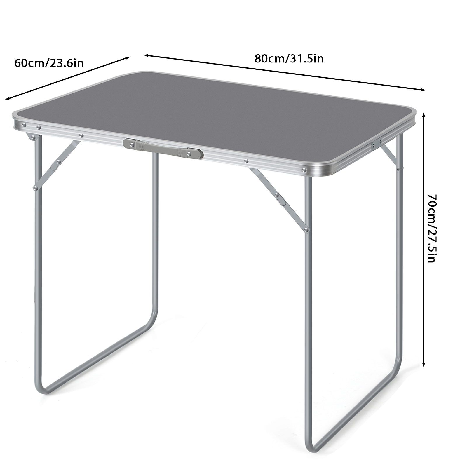 31.5 Inch Folding Camping Table - Portable Heavy-Duty Aluminum Table with Handle, Foldable Utility Table for Indoor & Outdoor, Picnic, Party & Dining