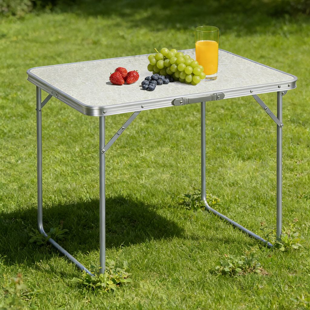 31.5 Inch Folding Camping Table - Portable Heavy-Duty Aluminum Table with Handle, Foldable Utility Table for Indoor & Outdoor, Picnic, Party & Dining