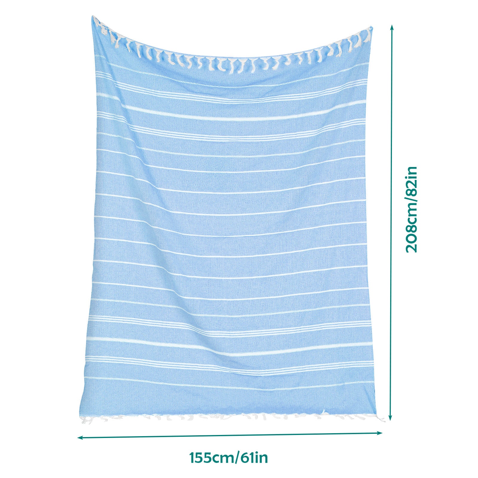 Set of 2 Turkish Beach Towels, Sand-Free Quick Dry Absorbent Cotton Towels, Large Lightweight Stylish Striped Peshtemal with Tassels for Beach, Bath, Pool, Picnic