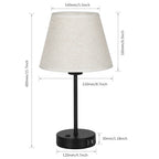 Modern Desktop Lamp with USB Charging Port and Natural Linen Shade