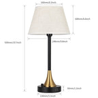 Pair of 20-Inch Bedside Lamps with Dual USB Charging Ports, Metal Base and Fabric Shades for Living, Sleeping, or Workspace Areas
