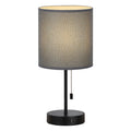 Set of 2 Modern Table Lamps with Dual USB Charging Ports, Gray Linen Shade Bedside Lamps for Bedroom, Living Room, Office