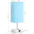 Pair of Modern Blue Nightstand Lamps with Integrated Dual USB Charging Ports for Bedrooms and Living Areas