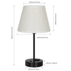 Set of 2 Contemporary Bedside Table Lamps with Integrated Dual USB Ports and AC Outlet, Including LED Bulbs, Ideal for Bedroom or Living Room Lighting
