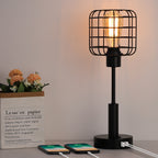 USB Powered Vintage Wire Cage Night Light for Bedroom, Modern Industrial Desk Lamp for Office and Living Room