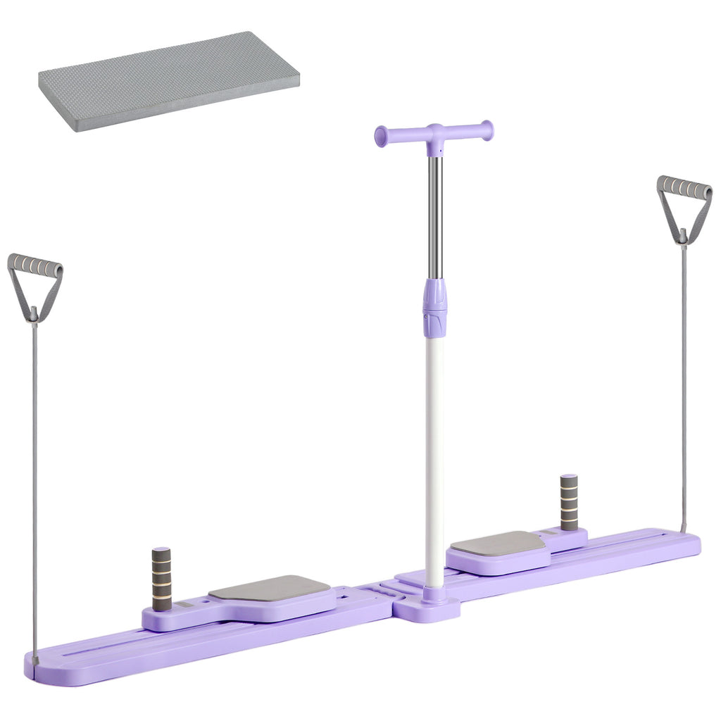 Multi-Functional Pilates Board, Adjustable Split Exercise Machine with Handlebar, Resistance Bands, Non-Slip Fitness Equipment for Legs, Pelvic Floor & Full Body Workout, Purple