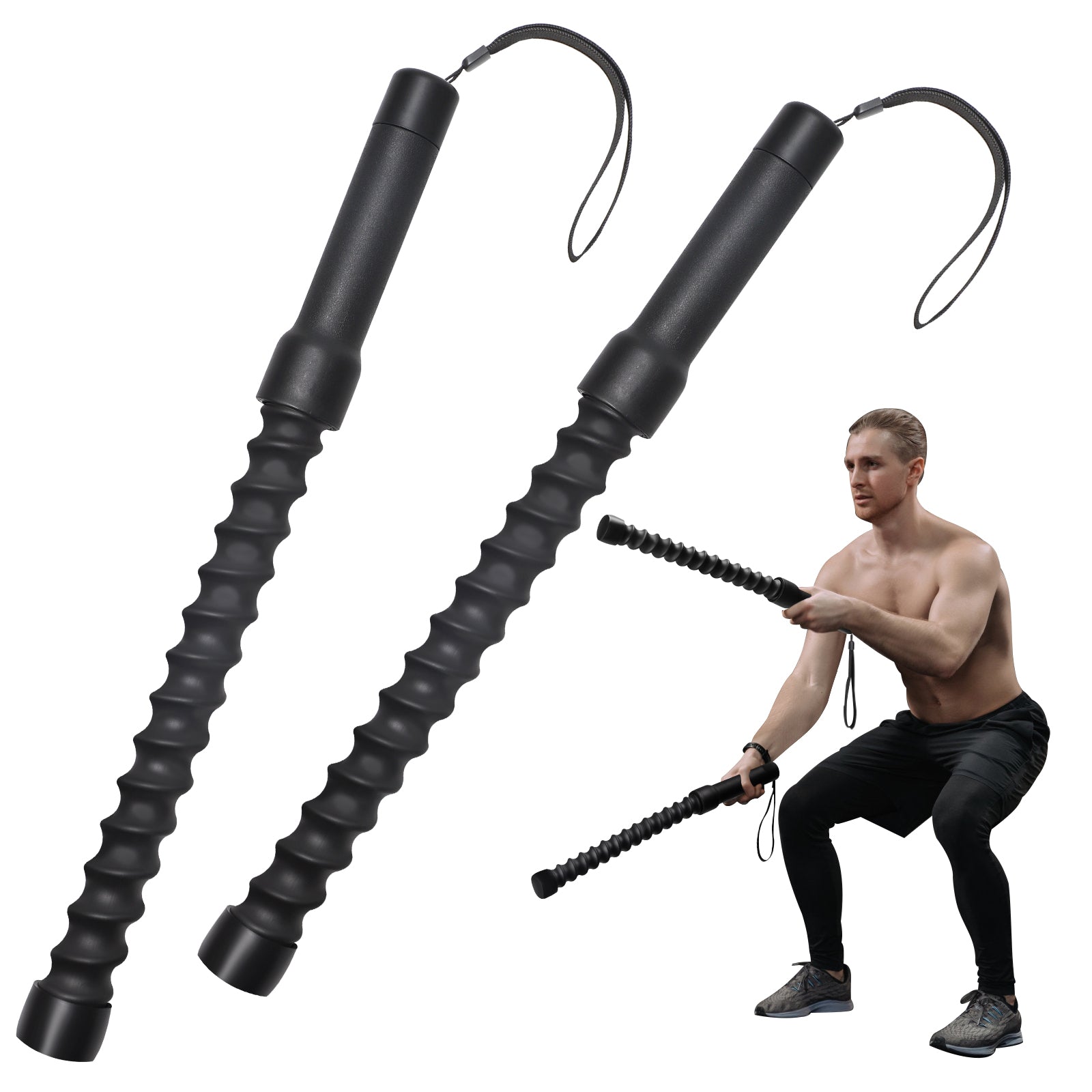 Portable Ropeless Battle Rope - Weighted Fitness Shake Sticks for Home Workouts, High-Intensity Cardio Training