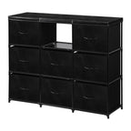 6/8 Drawer Fabric Storage Dresser with Open Middle Shelves, PU Leather Top Chest of Drawers, Modular Metal Frame Vertical Organizer Cabinet, Freestanding Closet Organizer for Bedroom, Entryway, Living Room, Salon