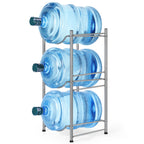 3-Tier Heavy Duty 5 Gallon Water Bottle Storage Rack, Detachable Black Metal Jug Holder for Home, Kitchen & Office