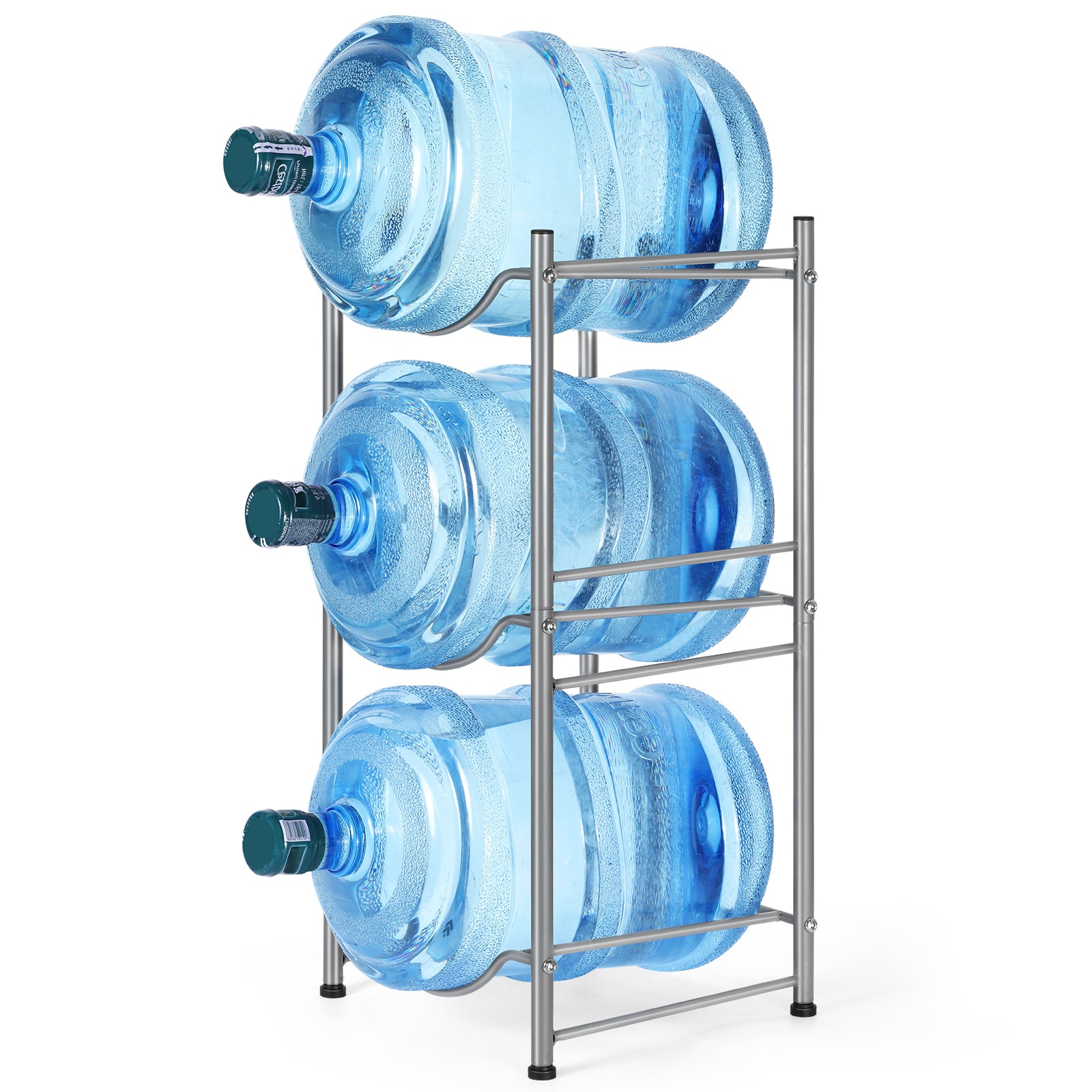 3-Tier Heavy Duty 5 Gallon Water Bottle Storage Rack, Detachable Black Metal Jug Holder for Home, Kitchen & Office