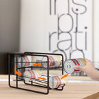 4 Pack Stackable Can Dispenser Racks, Bronze Metal Soda & Canned Food Organizer, Automatic Rolling Can Storage Holder for Kitchen Pantry, Countertop, Fridge