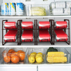 4 Pack Stackable Can Dispenser Racks, Bronze Metal Soda & Canned Food Organizer, Automatic Rolling Can Storage Holder for Kitchen Pantry, Countertop, Fridge