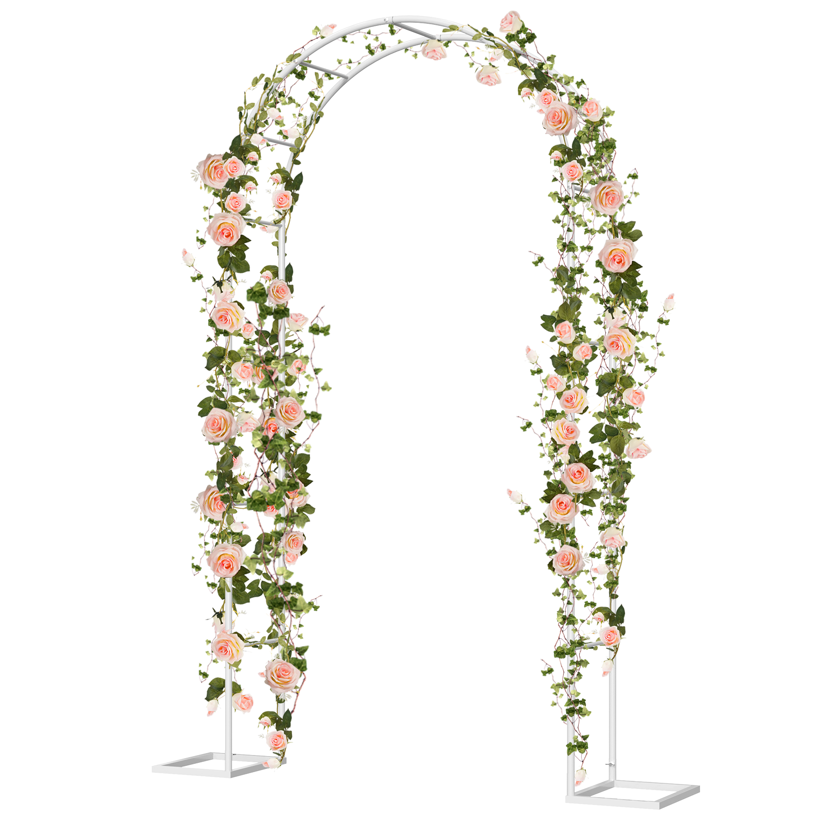 Adjustable Metal Garden Arch Trellis with Base, 2-in-1 Wide/High Size Wedding Arch, Black Garden Trellis for Climbing Plants, Wedding, Christmas, Party Decoration