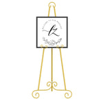 46inches H Vintage Metal Scroll Display Easel - Adjustable Floor Standing Art & Sign Holder