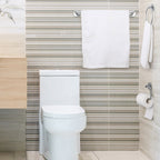 4-Piece Industrial Wall-Mounted Restroom Accessory Kit featuring 18-Inch Towel Bar, Tissue Holder, Ring, and Hook in Silver