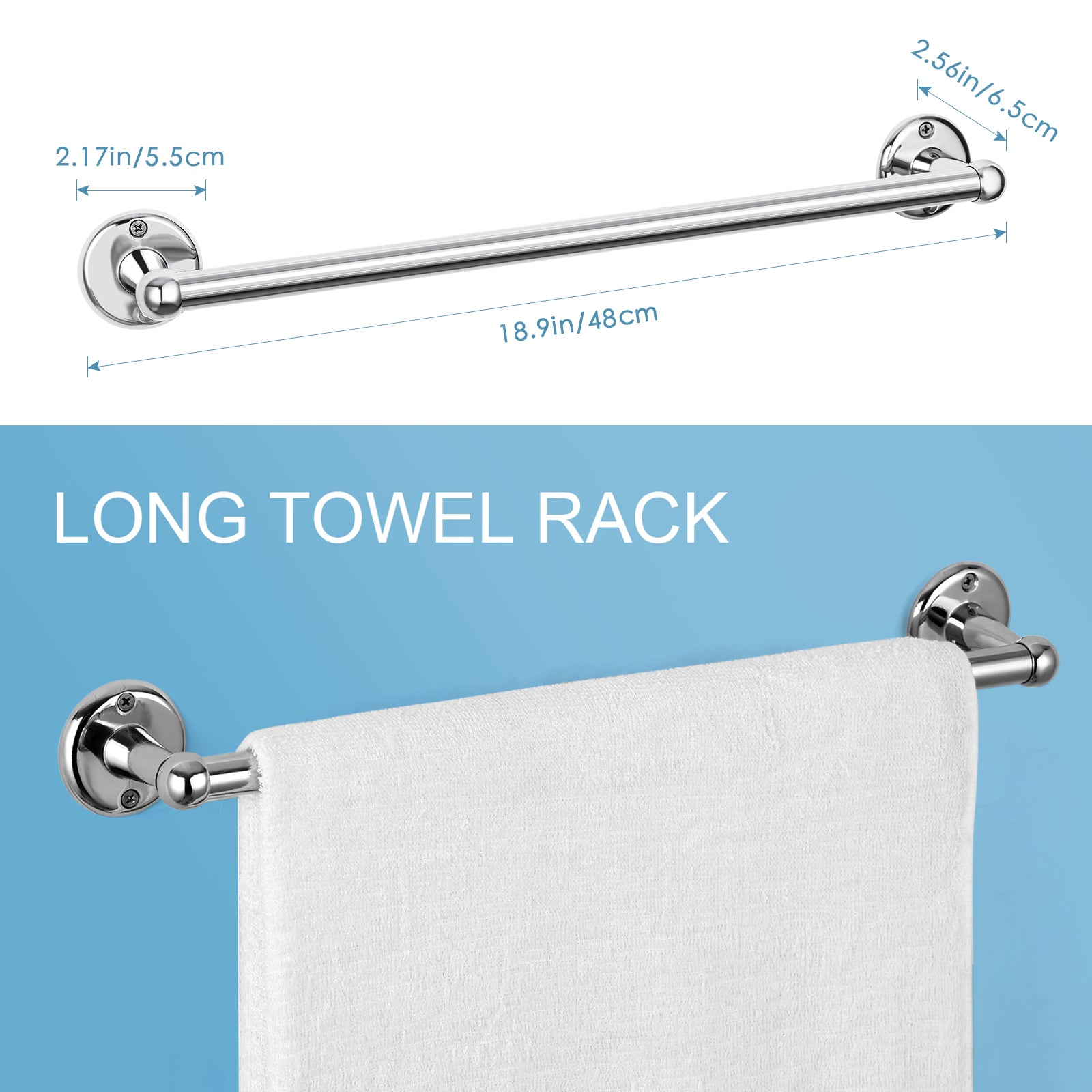 4-Piece Industrial Wall-Mounted Restroom Accessory Kit featuring 18-Inch Towel Bar, Tissue Holder, Ring, and Hook in Silver