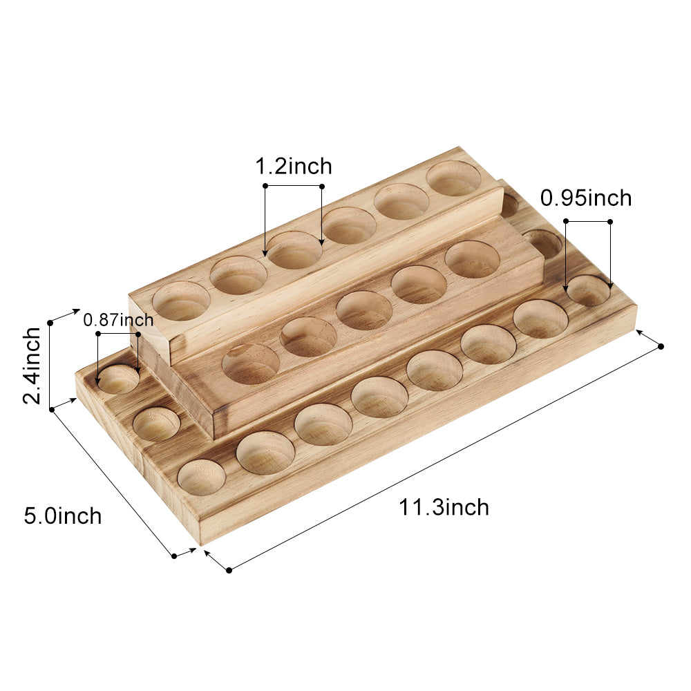 Two-layer Essential Oil Storage Rack, Essential Oil and Nail Polish Display Rack, Compatible with 5/10/15/20ml Bottles, Wooden Essential Oil Rack, Essential Oil Storage Rack, Brown