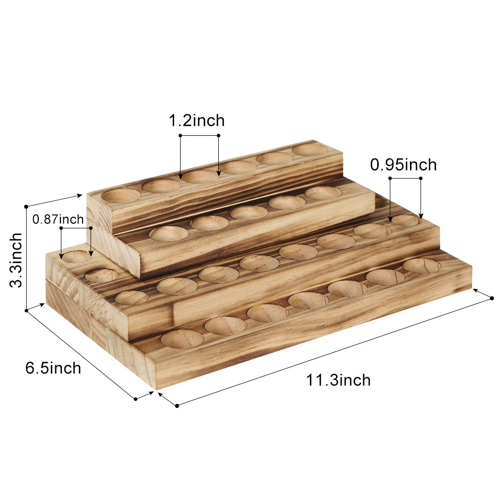 Two-layer Essential Oil Storage Rack, Essential Oil and Nail Polish Display Rack, Compatible with 5/10/15/20ml Bottles, Wooden Essential Oil Rack, Essential Oil Storage Rack, Brown