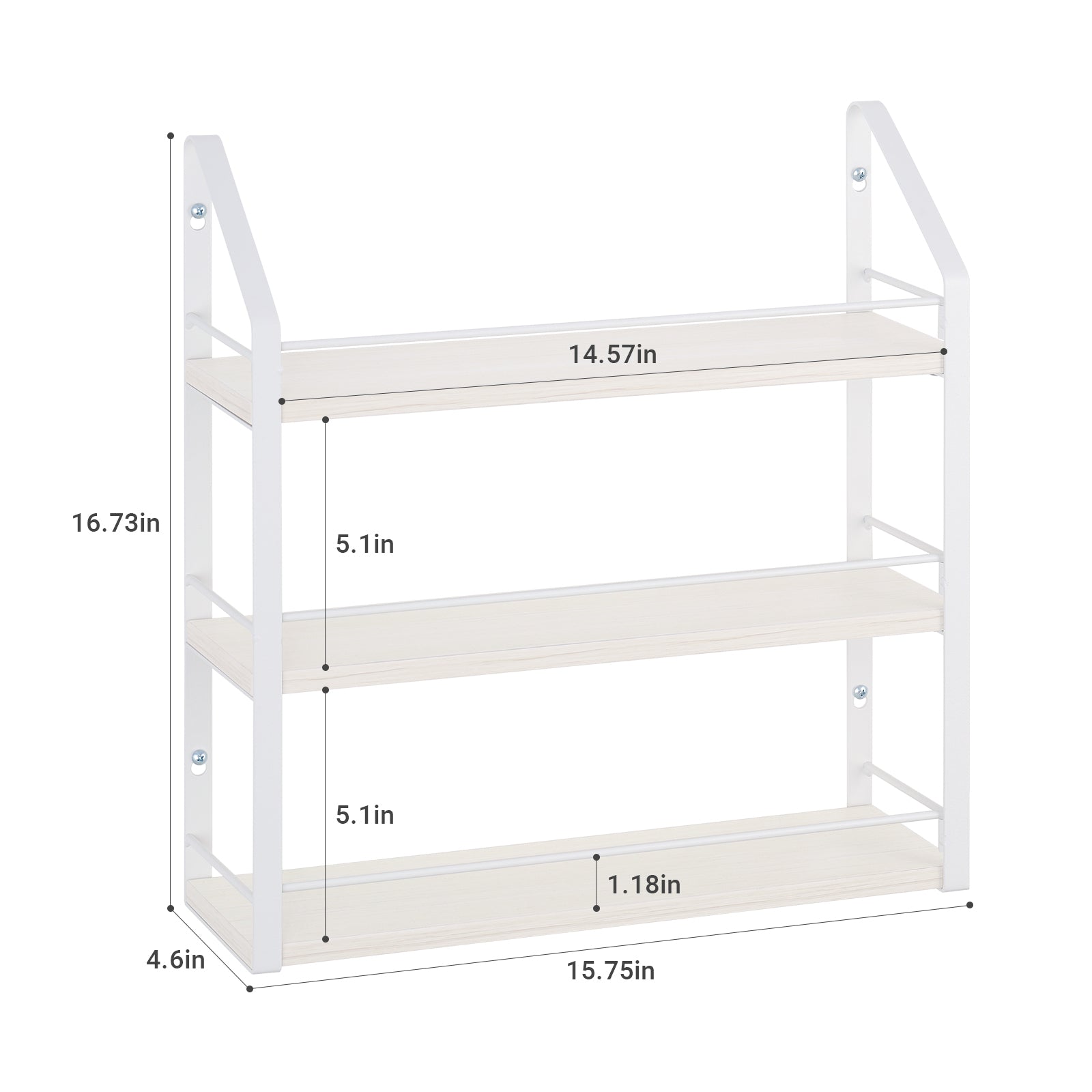 3-Tier Wall-Mounted White Spice Rack and Seasoning Shelf Organizer for Kitchen Pantry and Countertops