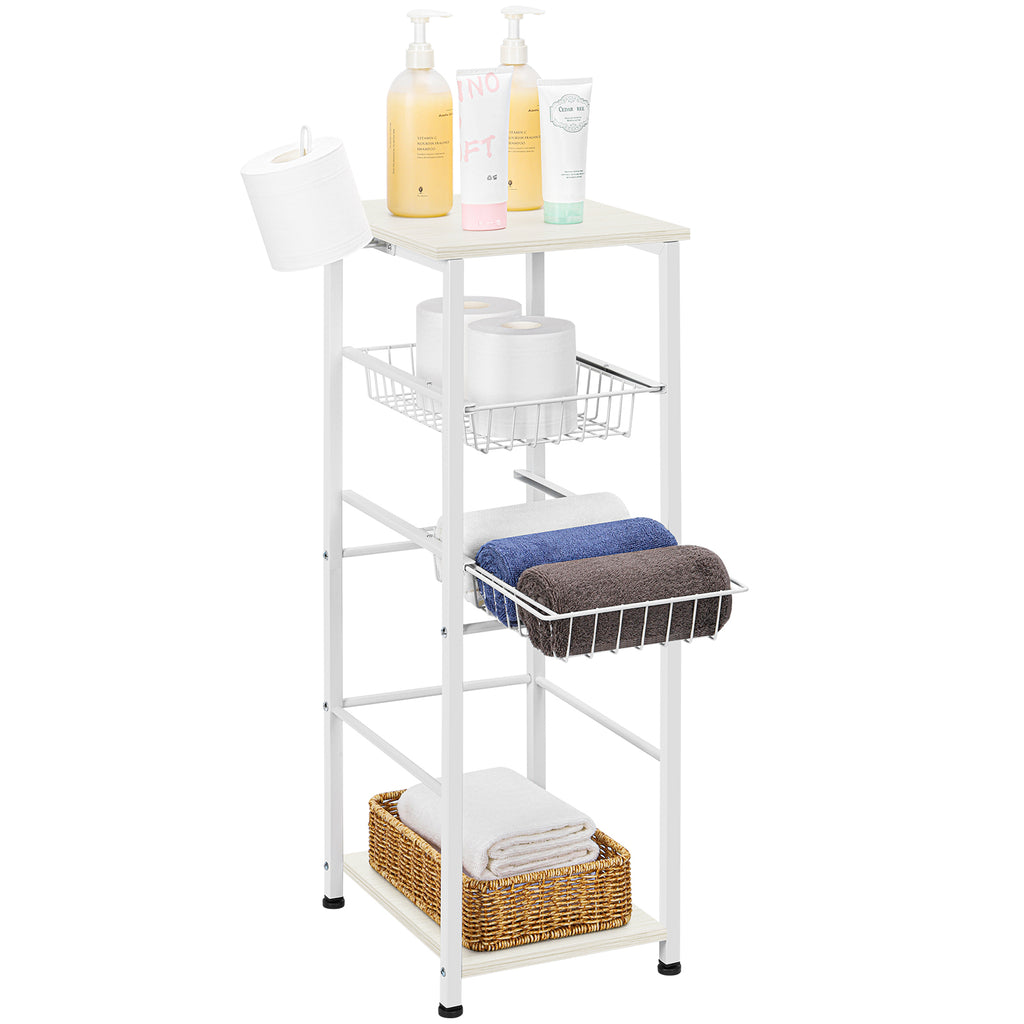 4-Tier Multi-Purpose Black Storage Unit with Sliding Drawers for Bathroom, Kitchen, and Pantry Organization