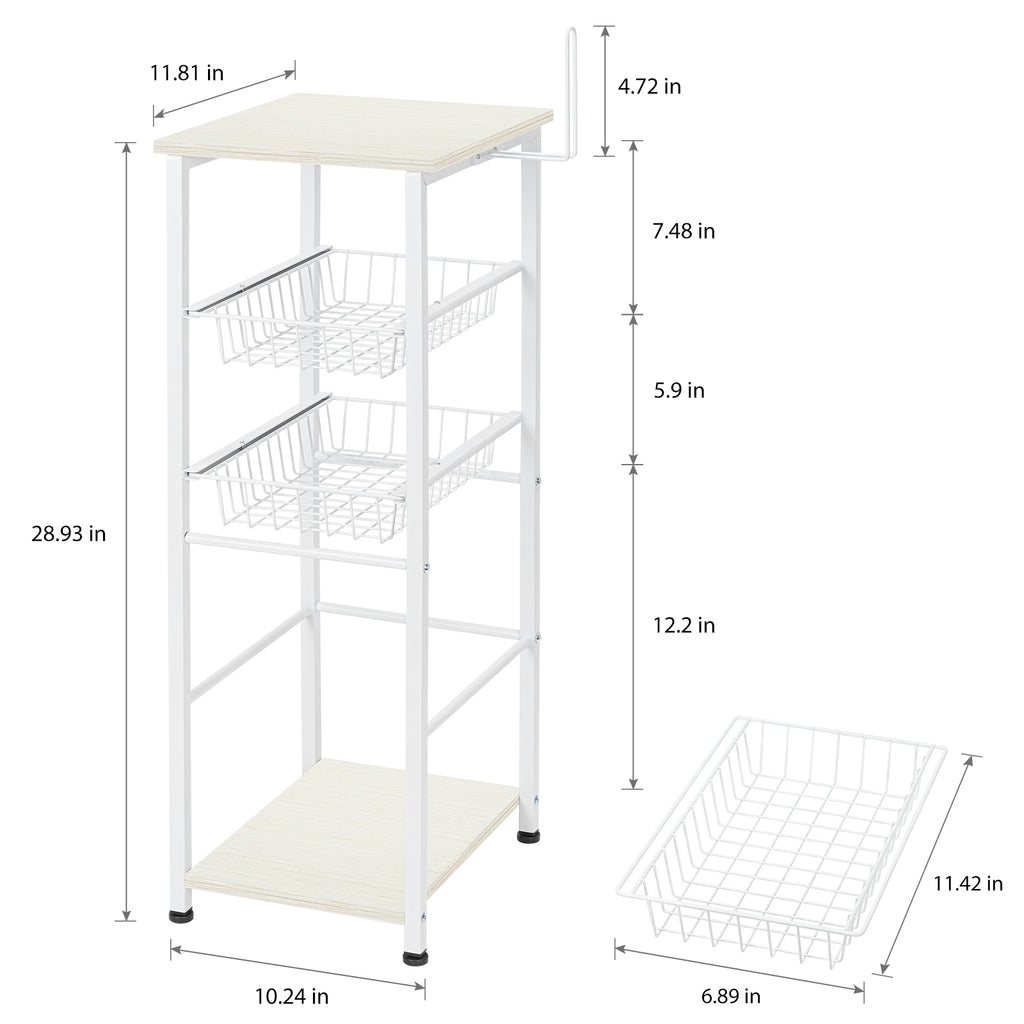 4-Tier Multi-Purpose Black Storage Unit with Sliding Drawers for Bathroom, Kitchen, and Pantry Organization