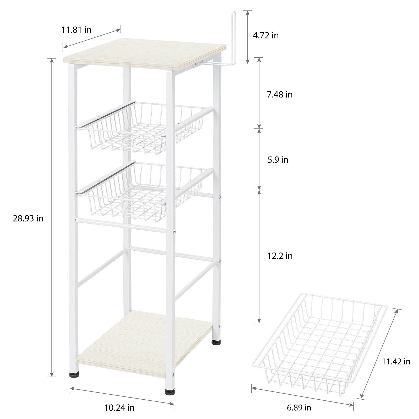4-Tier Multi-Purpose Black Storage Unit with Sliding Drawers for Bathroom, Kitchen, and Pantry Organization