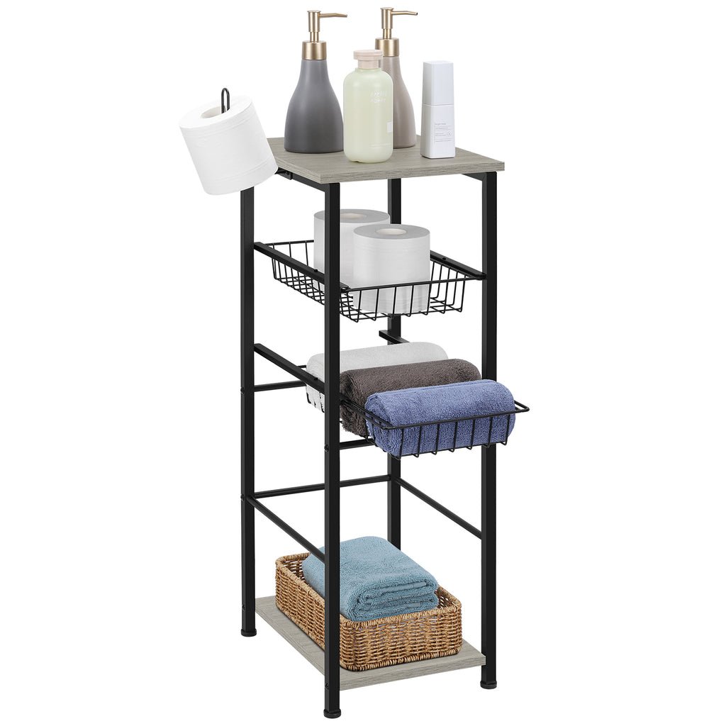 4-Tier Multi-Purpose Black Storage Unit with Sliding Drawers for Bathroom, Kitchen, and Pantry Organization