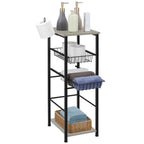 4-Tier Multi-Purpose Black Storage Unit with Sliding Drawers for Bathroom, Kitchen, and Pantry Organization