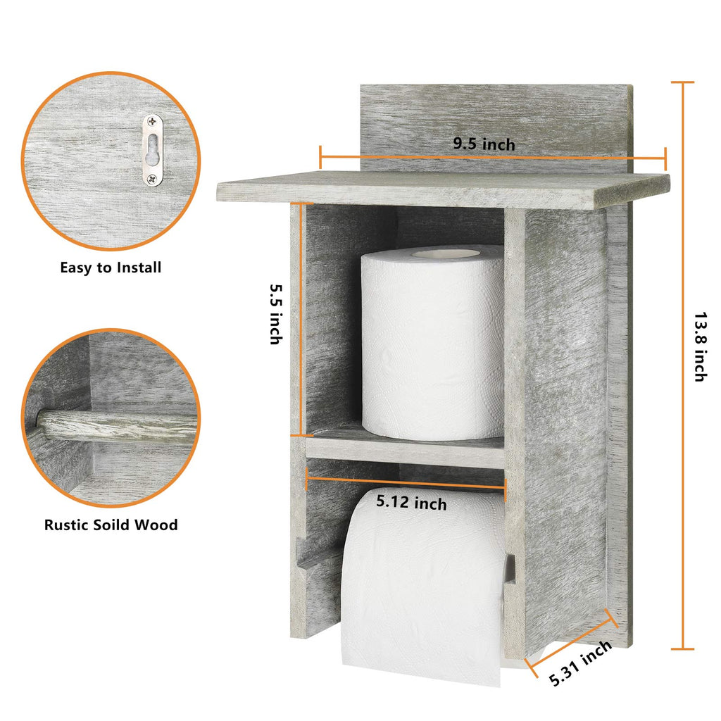 Wall-Mounted Bathroom Tissue Dispenser with Integrated Storage Shelf and Decorative Roll Organizer