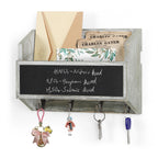 Mail Sorter Wall Mounted, Wooden Mail Holder with 4 Key Hooks, 1 Slot Letter Bills Newspaper Magazine Organizer for Entryroom Hallway Office Garage, Gray White
