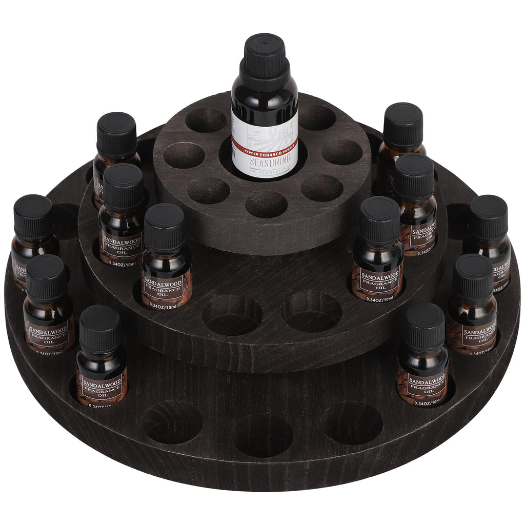 Three layer 360 degree rotating essential oil rack - nail polish rotating rack. Cosmetics display rack, nail polish display rack, 36 slots. Suitable for 5ml-100ml bottles