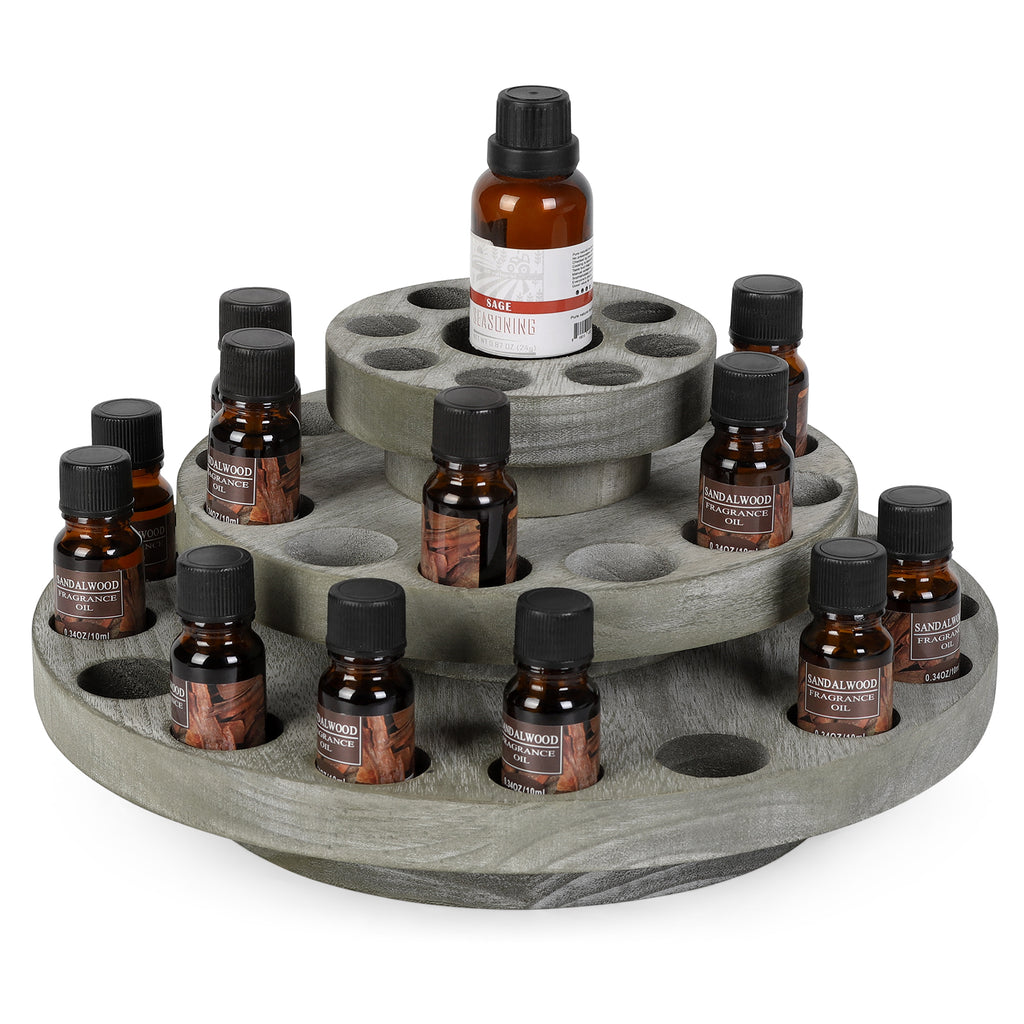 Three layer 360 degree rotating essential oil rack - nail polish rotating rack. Cosmetics display rack, nail polish display rack, 36 slots. Suitable for 5ml-100ml bottles
