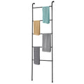 Matte Black 5-Tier Metal Blanket Ladder, Leaning Towel Rack for Bathroom, Living Room & Laundry Room