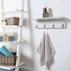 2-Pack Floating Wall Shelves with Integrated Hooks and Storage, Wood Entryway Organizer for Hats, Keys, and Towels, Ideal for Home Decor in Living Rooms and Bedrooms