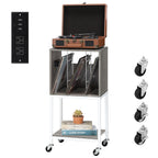 3-Tier Turntable Station and Vinyl Storage Cabinet with Built-in Charging Port, Versatile End Table for Media Organization in Living Room or Bedroom