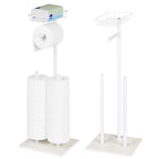Two Pack Black Double Storage Rods with Basket Shelf, Freestanding Toilet Paper Holder, Holds 3 Rolls of Toilet Paper Rustproof Design, Non-Slip Stable Base