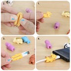 6-Pack Cute Animal Silicone Cable Savers for Mobile Devices - Durable Eco-Friendly Cartoon Cord Guards to Prevent Fraying and Damage