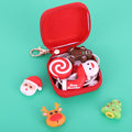 Set of 8 Festive Cable Protectors with Keychain Storage Case, Durable Anti-Break Protection for Charging Wires, Holiday Themed Data Cable Sleeves and Red Carrying Pouch, Ideal Christmas Stocking Stuffer