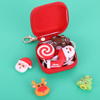 Set of 8 Festive Cable Protectors with Keychain Storage Case, Durable Anti-Break Protection for Charging Wires, Holiday Themed Data Cable Sleeves and Red Carrying Pouch, Ideal Christmas Stocking Stuffer
