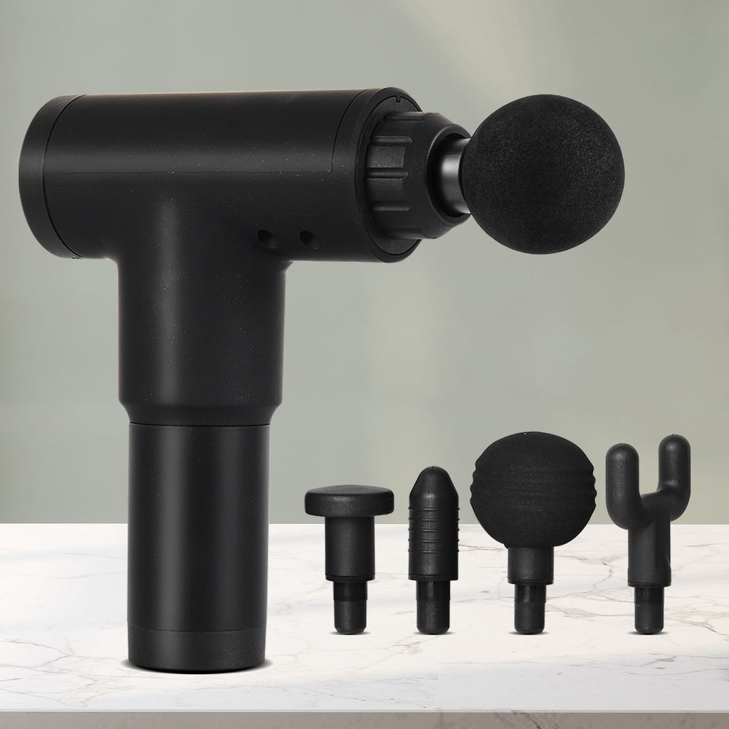 Deep Tissue Massage Gun with 4 Heads & 4 Speeds, Portable Percussion Muscle Massager for Pain Relief & Recovery
