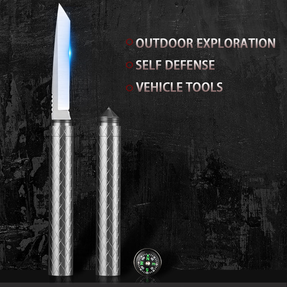 Camping Knife for Outdoor Adventure, Short Tube Knife with Window Breaker, Best for Camping Hunting Fishing Work Survival