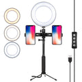 10inch Selfie Ring Light with Tripod Stand & Dual Phone Holders for Live Streaming, Makeup, and YouTube Video Recording