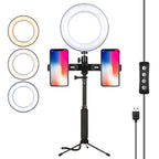 10inch Selfie Ring Light with Tripod Stand & Dual Phone Holders for Live Streaming, Makeup, and YouTube Video Recording