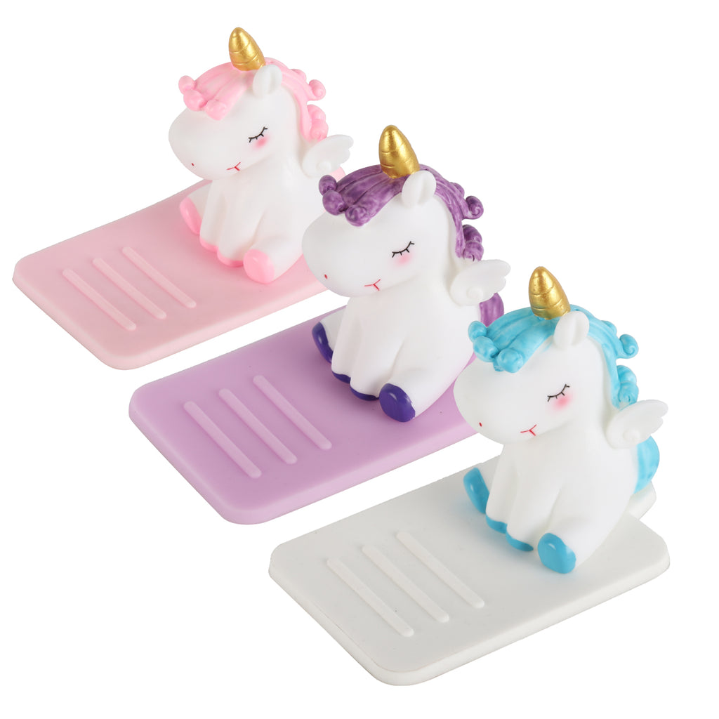 3-Pack Cute Unicorn Desktop Cell Phone Stands - Multi-Angle Adjustable Silicone Phone Holders for Kids, Office, and Home