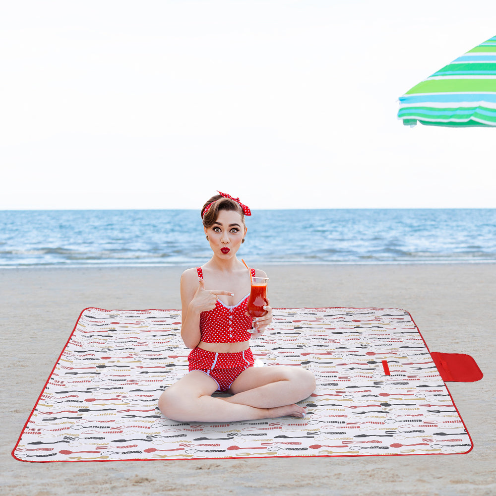 Extra Large Waterproof Outdoor Picnic Blanket - Sandproof Beach Mat with Tote Handle for Camping and Traveling