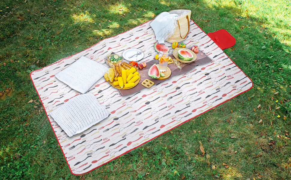 Extra Large Waterproof Outdoor Picnic Blanket - Sandproof Beach Mat with Tote Handle for Camping and Traveling