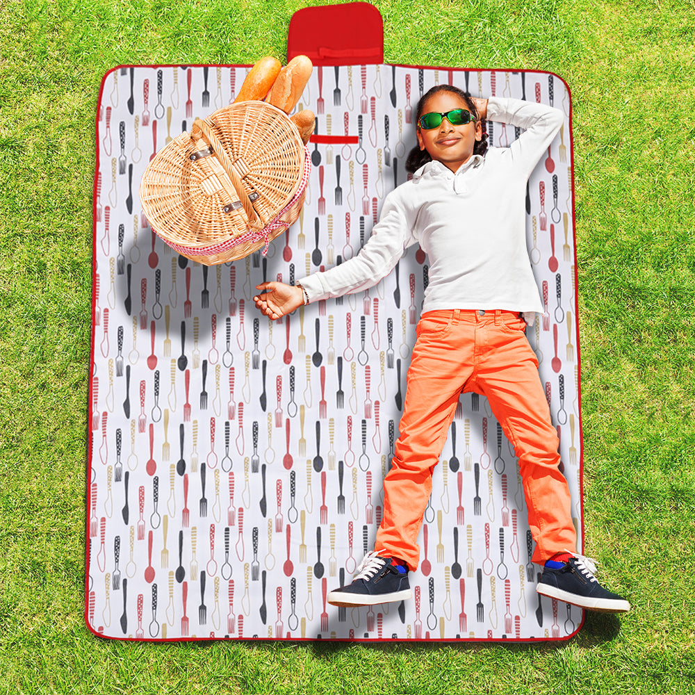 Extra Large Waterproof Outdoor Picnic Blanket - Sandproof Beach Mat with Tote Handle for Camping and Traveling