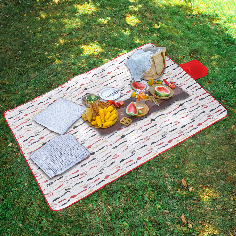 Extra Large Waterproof Outdoor Picnic Blanket - Sandproof Beach Mat with Tote Handle for Camping and Traveling